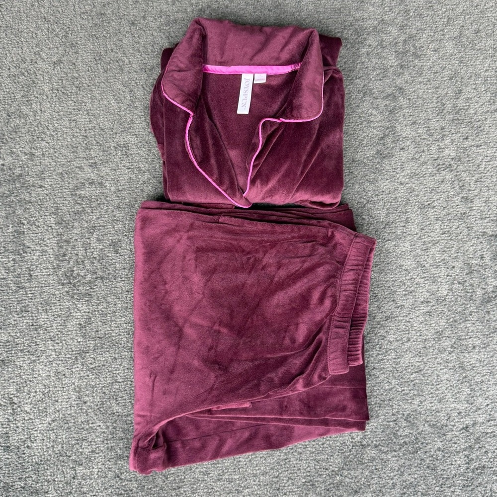 Joyspun Womens Burgundy Velvet Wide Leg Lounge Pajama Set Size M 8-10